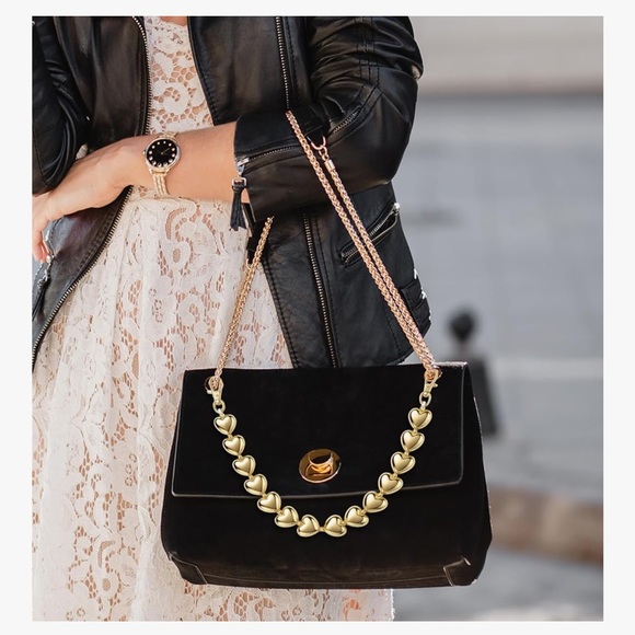 🆕 Heart Purse Chain Charms Metal Shoulder Crossbody Bags Charm Chains - Picture 2 of 7